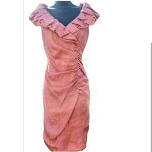 Victor Costa Pink Off Shoulder Pencil Dress 12